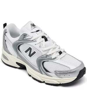New Balance 530 Sneakers in White, Silver, and Navy Mens 8